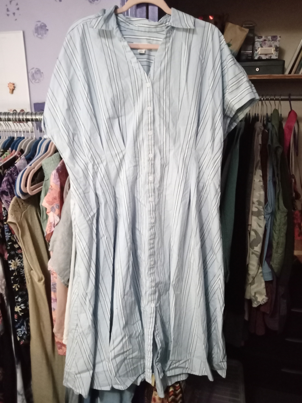 Ava & Viv Light Blue Striped Button Down Maxi Dress